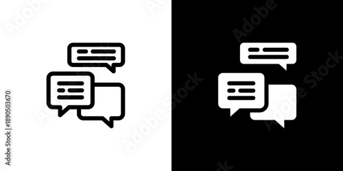 Conversation icon concept with flat Black White Background. Vector illustration.