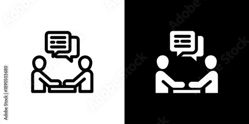 Discussion icon concept with flat Black White Background. Vector illustration.