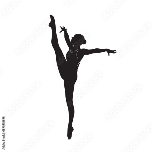 Rhythmic Gymnast Silhouette Dynamic Pose Athletic Woman Performance Elegance Sport Exercise Body Movement Graceful Gymnastics Training Fitness Balance Acrobatics