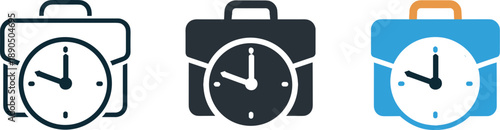 Clock-Briefcase Icons. Operational consistency concept showing a clock combined with a briefcase shape to represent repeating