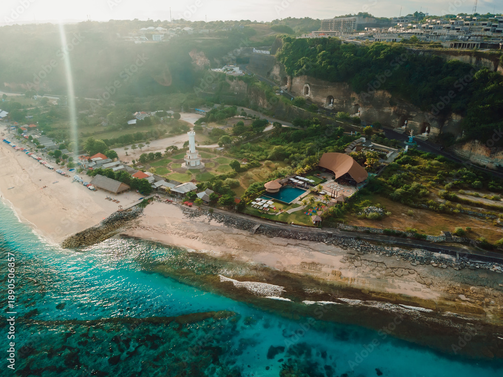 custom made wallpaper toronto digitalMost famous Pandawa beach with lighthouse, blue ocean and sunshine in Bali island.