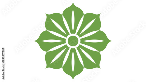 Green floral symbol with petals and center