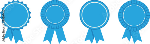 Award, ribbon, icons, vector, illustration, sketch, outline, badge, rosette, layout, design, graphic, circular, achievement, honor, prize, top-down, minimal, blue, recognition