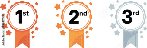Award, ribbon, icons, vector, illustration, sketch, outline, badge, ranking, first, second, third, place, stars, graphic, design, competition, prize, achievement, honor