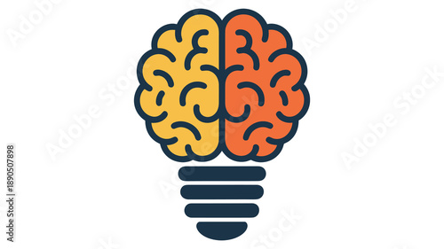 Creative idea light bulb with brain illustration