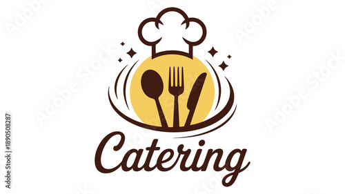 Chef's hat and utensils catering logo