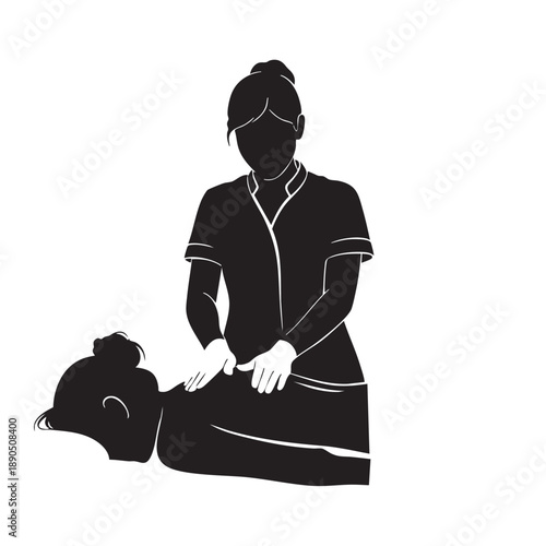 a_woman_is_doing_a_massage_on_her_back_traced