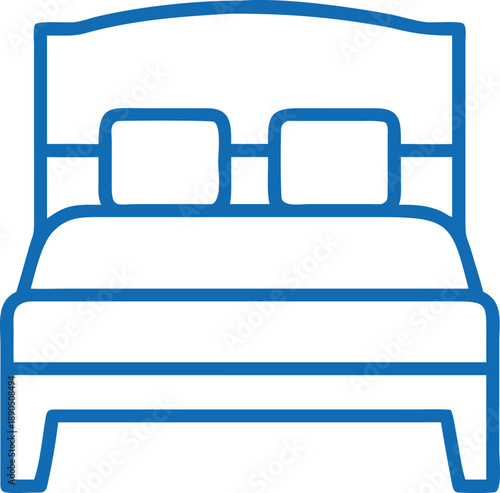 double bed icon with pillows and headboard for master bedroom furniture design