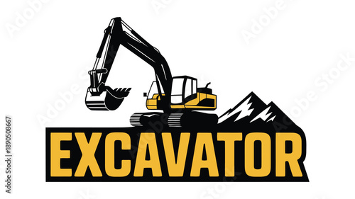 Excavator construction site vector illustration