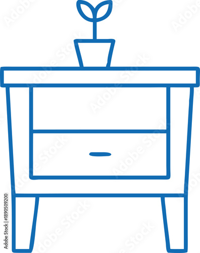nightstand icon with plant for bedroom furniture design