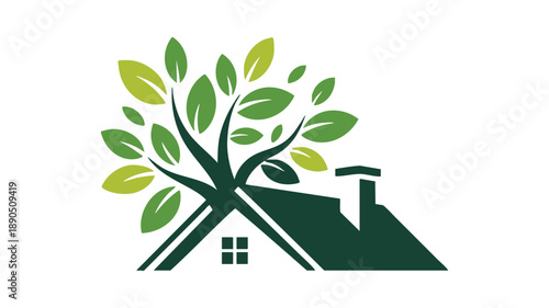 Green eco-friendly house with tree