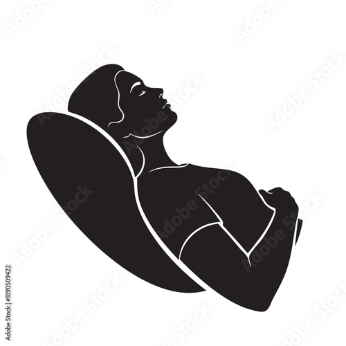 a_woman_lying_on_a_pillow_icon_traced