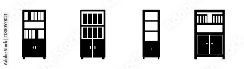 Modern black and white shelving units