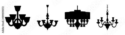 Elegant chandeliers in a row