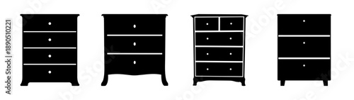 Modern black dressers in a row