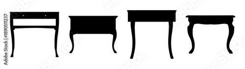 Set of four simple wooden tables