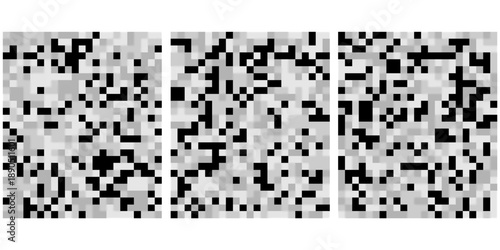 Censor pixel blur effects with gray and black squares for collection of censorship bars, censorship pixelated effect with digital interference patterns with varying high-quality professional detailed.
