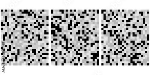 Censor pixel blur effects with gray and black squares for collection of censorship bars, censorship pixelated effect with digital interference patterns with varying high-quality professional detailed.