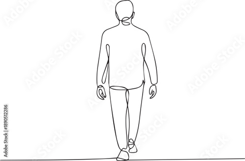 Minimalistic illustration of a person walking alone in a simple continuous line art style