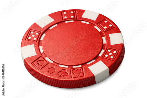 Photography Red poker chip representing gambling, game, and risk on transparent background