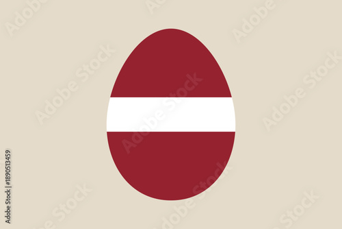 Easter Egg Decorated with the Latvian Flag for a Patriotic National Holiday Celebration in a Simple Vector Style.