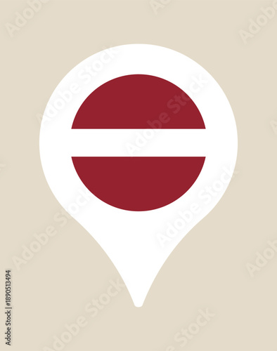 Latvia flag map pin icon representing a national location for travel and tourism in a modern vector illustration.