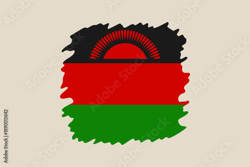 Malawian flag painted in an artistic grunge style, a vector illustration for national pride and travel concepts.