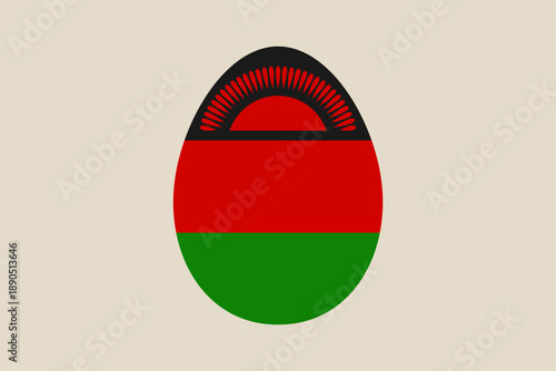 Malawian flag designed in an egg shape for a patriotic Easter holiday celebration vector illustration.