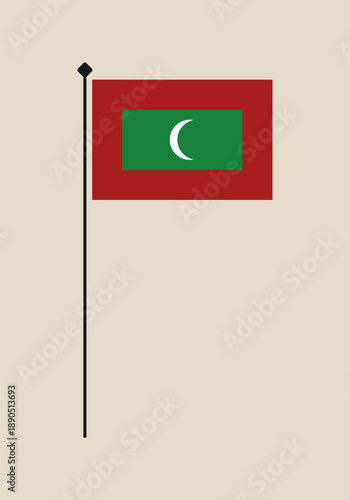 National Flag of the Maldives on a flagpole, a clean vector illustration isolated for patriotic and symbolic use. Free Download National Flag of the Maldives on a flagpole, a clean vector illustration isolated for patriotic and symbolic use. - GFXLoad