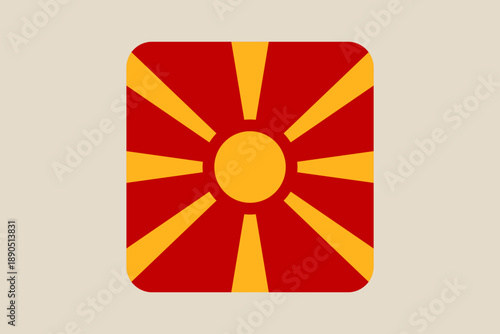 North Macedonia flag vector illustrated as a rounded square icon, a modern patriotic symbol for national identity.