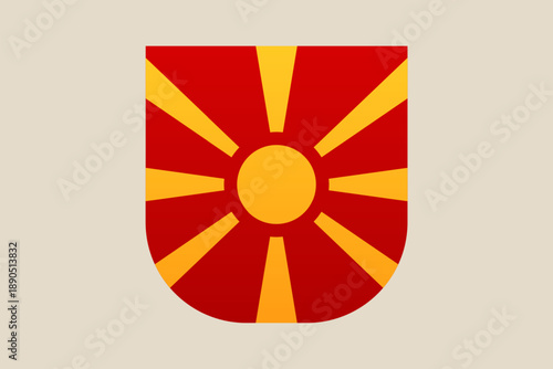 North Macedonia's national coat of arms on a heraldic shield, a patriotic vector illustration of the European country's symbol.