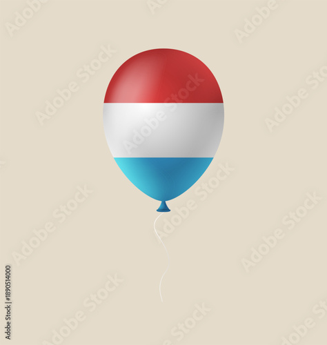 Realistic 3D Luxembourg Flag Balloon Floating for a National Holiday or Festive Celebration with Patriotic Pride.
