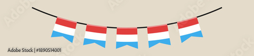 Luxembourg flag bunting hanging on a string for a national day celebration, a festive and patriotic vector decoration.