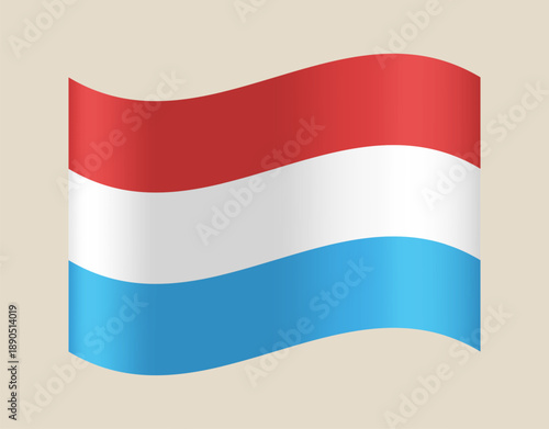 Luxembourg National Flag Waving in the Wind, a Vector Illustration of the Official Tricolor Banner Isolated Symbol.