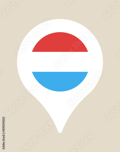 Luxembourg Flag in a Location Pin Icon Representing Travel and National Identity with a Modern Minimalist Vector Design.