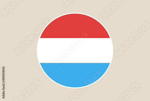 Luxembourg Flag illustrated in a modern round circle icon, a national emblem for travel and patriotic design.