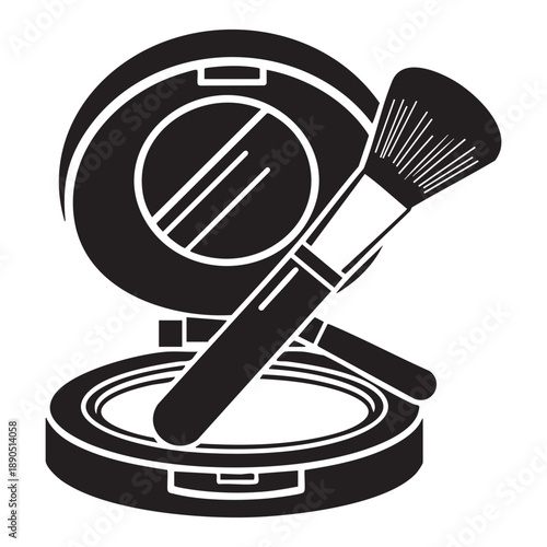 Stylish open makeup compact vector design, featuring a mirror and powder for beauty and fashion themes.