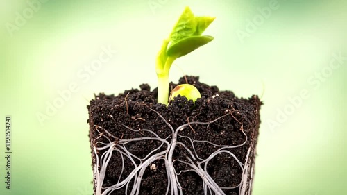 Sprouting Seedling with Visible Roots System.