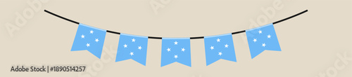Micronesia flag bunting hanging on a string for a national holiday celebration, a patriotic and festive vector decoration.