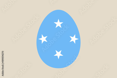 Micronesian flag creatively designed inside an Easter egg shape, representing a patriotic symbol for the festive Christian holiday.