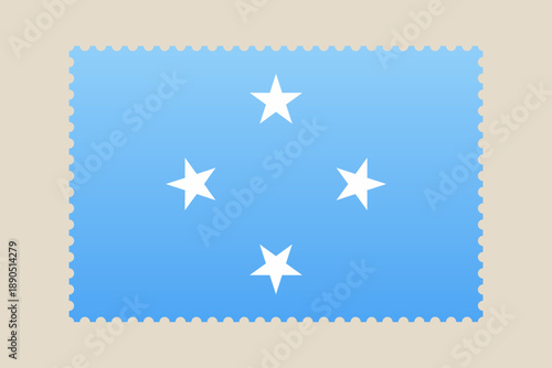 Flag of Micronesia stylized as a postage stamp representing travel, mail, and national identity in a patriotic vector.