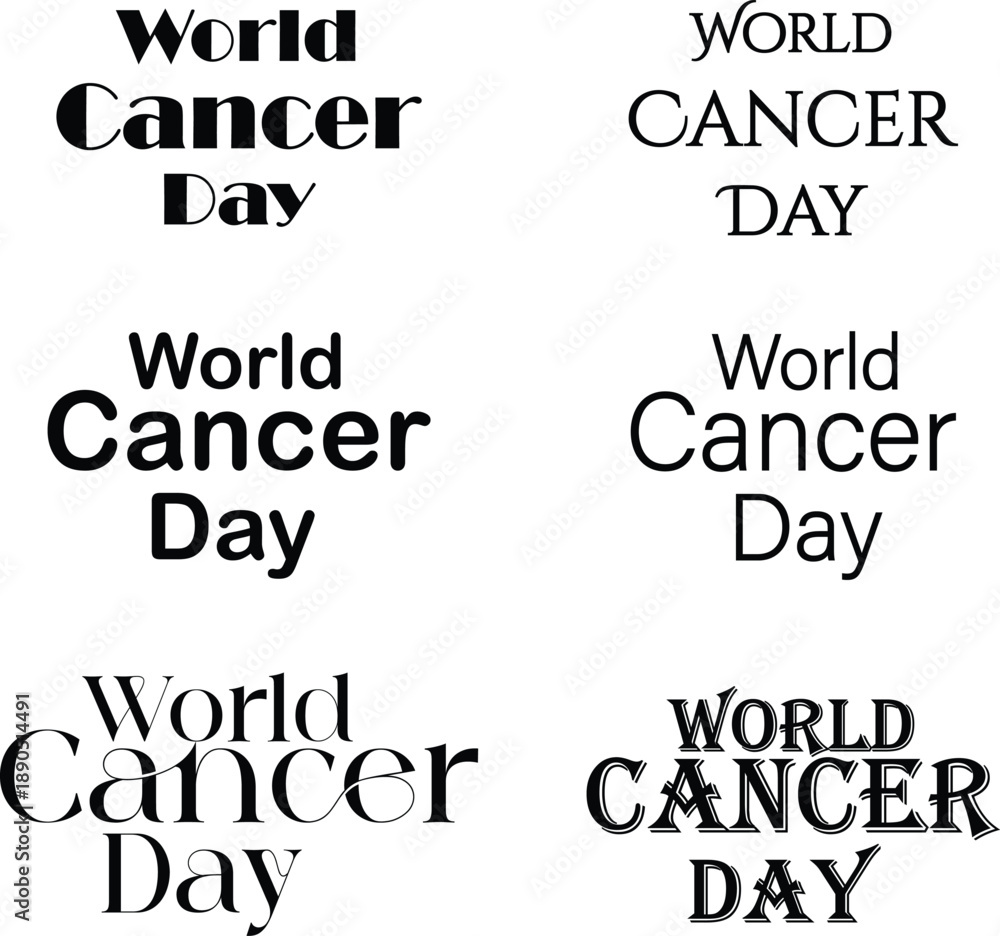 Fototapeta premium World cancer day typography set for awareness campaign