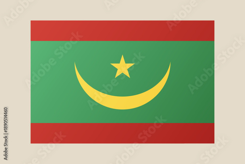 Flag of Mauritania vector graphic showing the official country emblem, an isolated national symbol of patriotism.