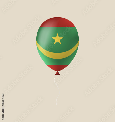 Glossy 3D balloon with the Mauritanian flag floating in the air for national celebration, a patriotic vector design.