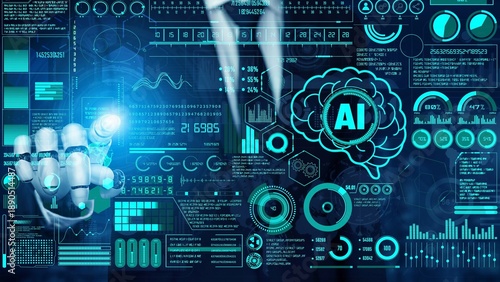 AI Assistant Brain Processor with LLM Technology, Big Data, Machine Learning, Generative AI for Business Support, Future Agentic AI Technology and Artificial Intelligence Prompt Engineering. Thunk © InfiniteFlow