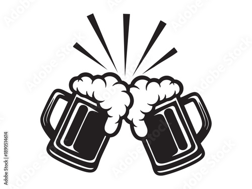 Vector illustration of a classic beer mug filled with frothy golden lager, symbolizing celebration and refreshment, perfect for beverage advertising and design.