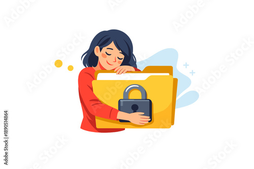 Person hugs a yellow folder with a lock showing the importance of data security and privacy at work