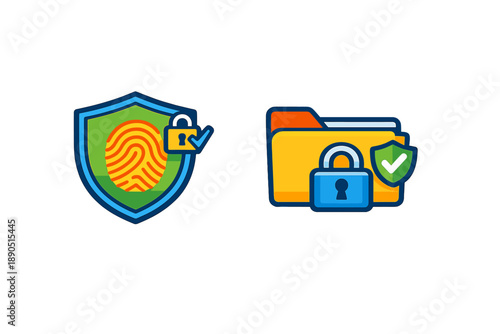 Fingerprint and folder icon representing security and data protection measures for personal information and files