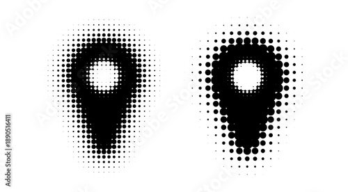 Map Pin Location Sign Symbol Halftone Effect Style Vector Illustration