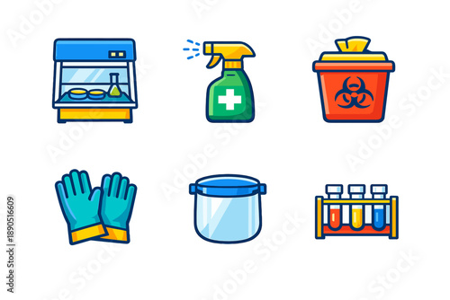 Cleaning tools and laboratory equipment for safe usage in science activities during a research project